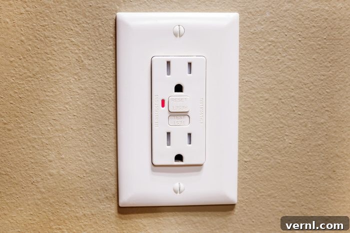 GFCI outlet on a wall