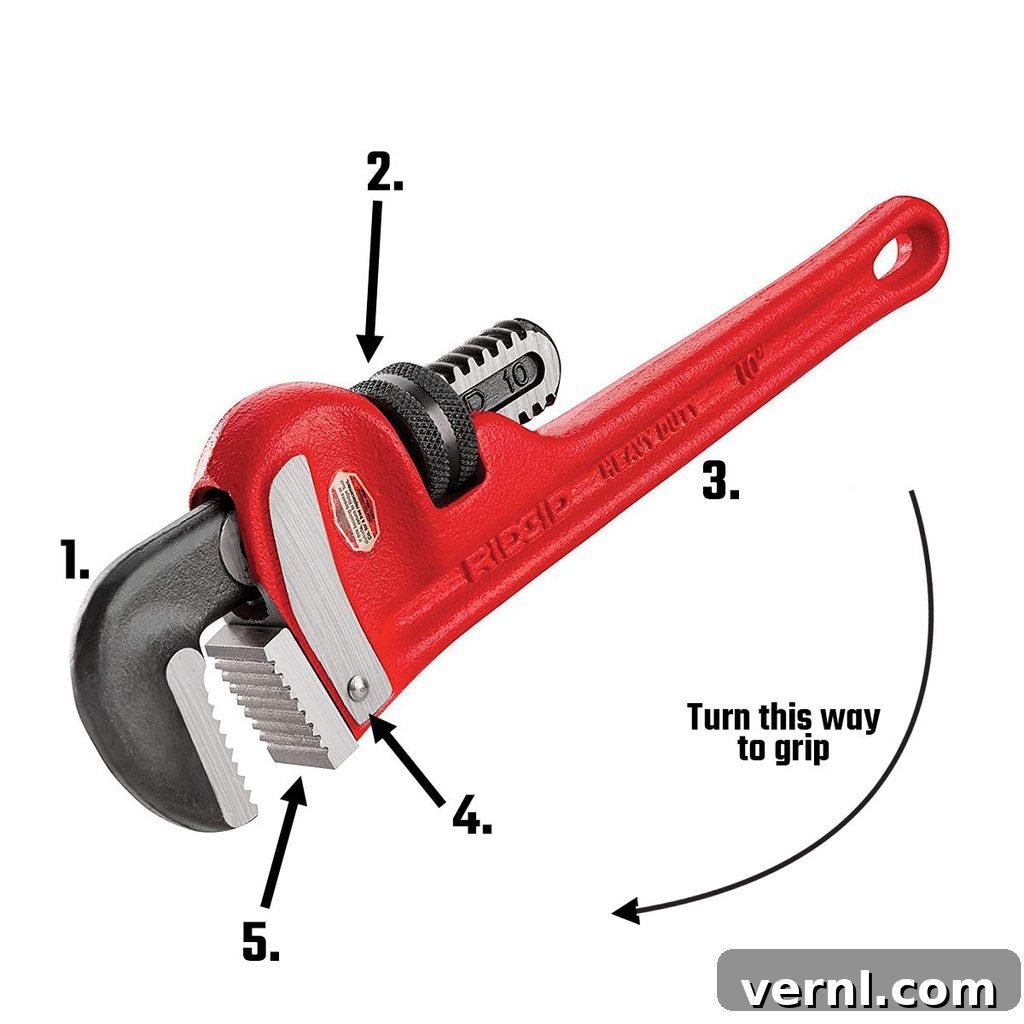 Pipe wrench labeled pipe wrench | Construction Pro Tips