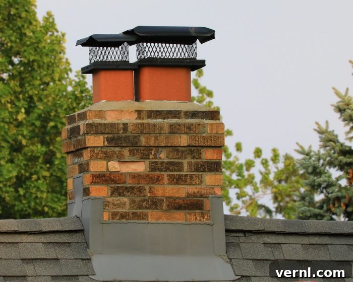 An exhaust chimney with a weather cover, hinting at the importance of chimney caps for preventing animal entry.