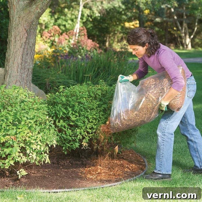 Applying Mulch to Garden