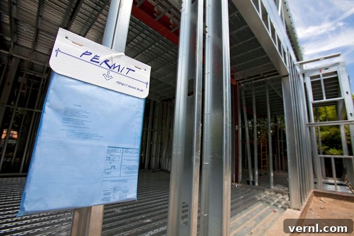 Building permit on steel framed house. Los Angeles, California