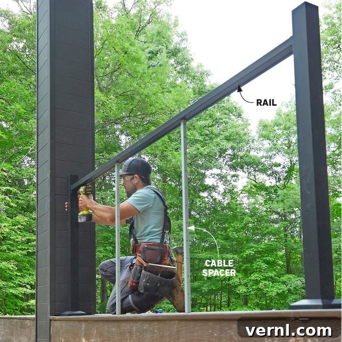 Unlock Your Outdoor Living: A Deck Building Guide 9 Install the Rail and Spacers