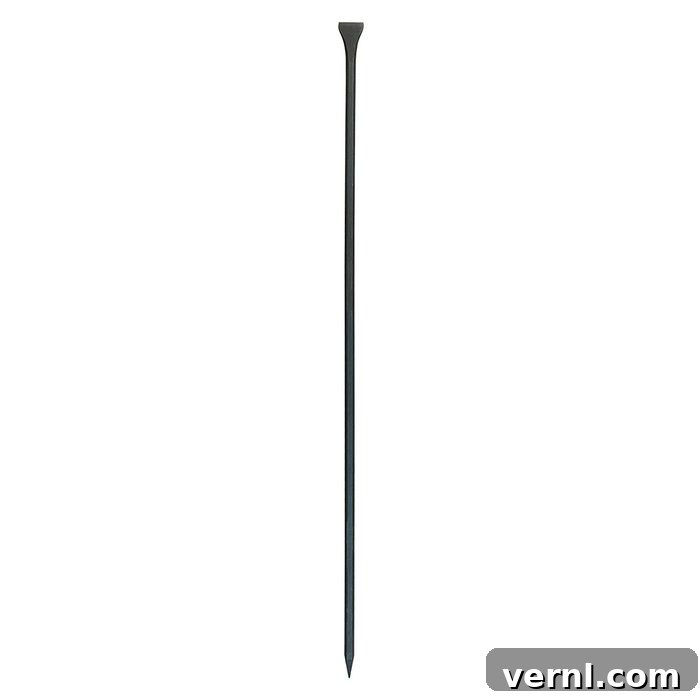 The pointed end of a San Angelo Bar, designed for breaking hard surfaces.