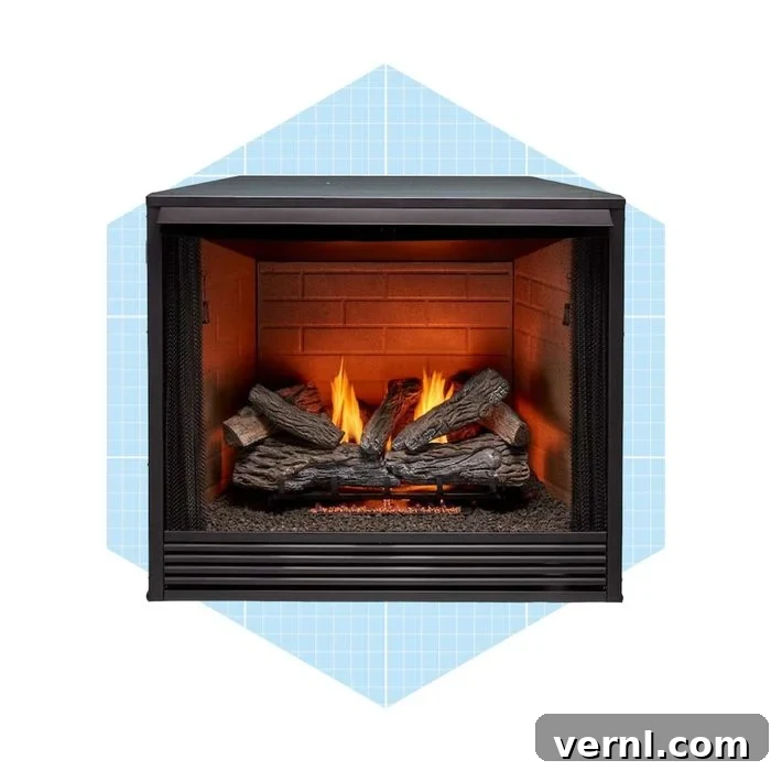Electric or Gas Fireplace? Making the Right Choice for Your Home 3 Procom Universal Ventless Firebox - a clean, modern gas fireplace insert with brick lining.