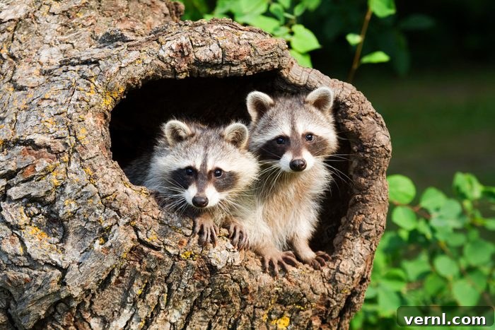 Never Burn These 9 Woods 2 Two Raccoons in a tree hollow