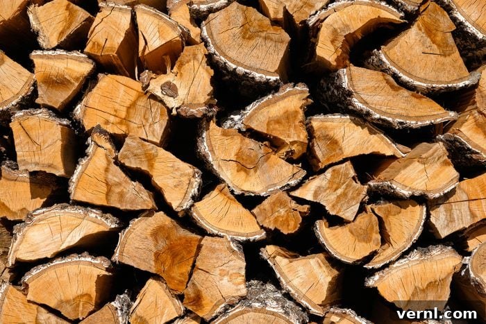 Optimal Home Heating: Selecting the Best Firewood 2 Lots of wood. Preparation of firewood for the winter. Textured Background.