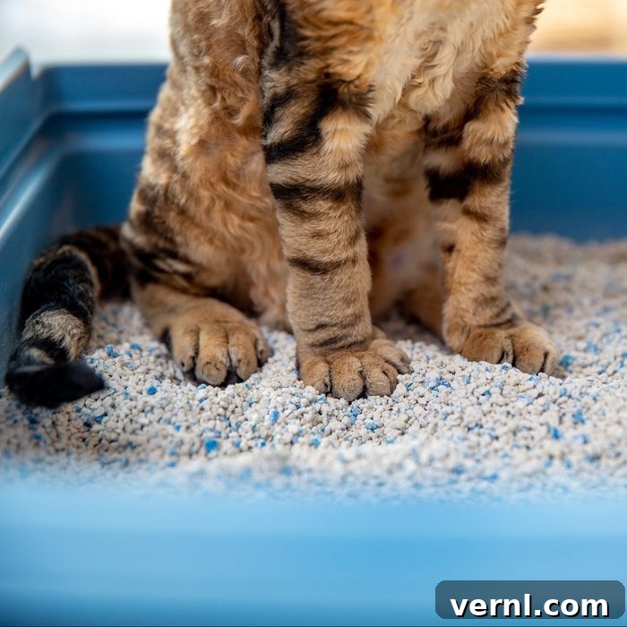 No More Cat Pee Outside the Litter Box 2 Devon rex Cat using a litter box with white bentonite sand