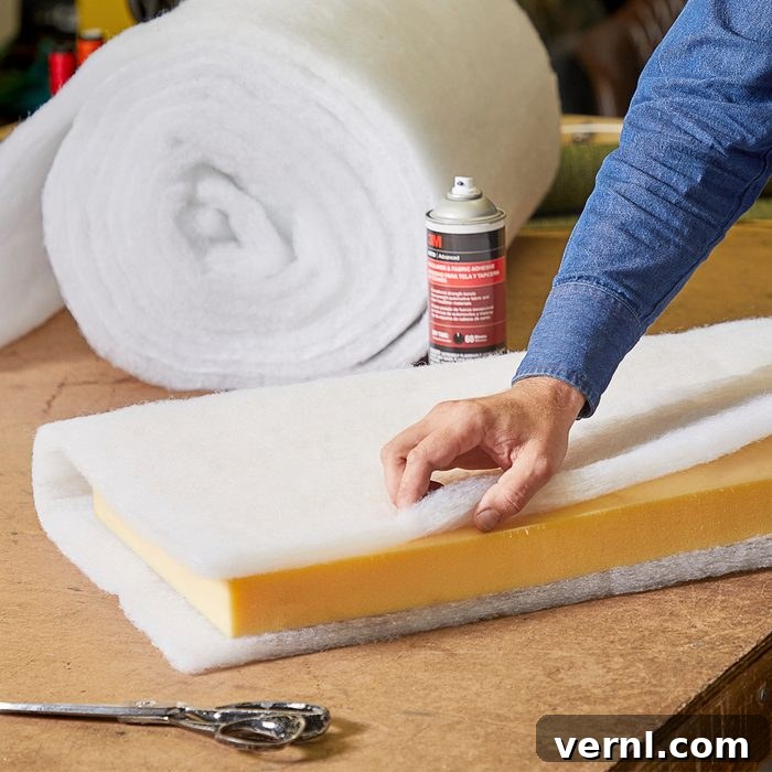 Revive Your Sofa Cushions and Covers 8 Using Batting to Stiffen Foam for upholstery