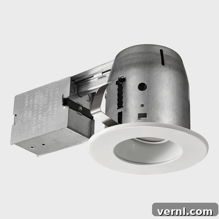 White LED Swivel Baffle Round Trim New Construction And Remodel Recessed Lighting Kit With LED Bulb