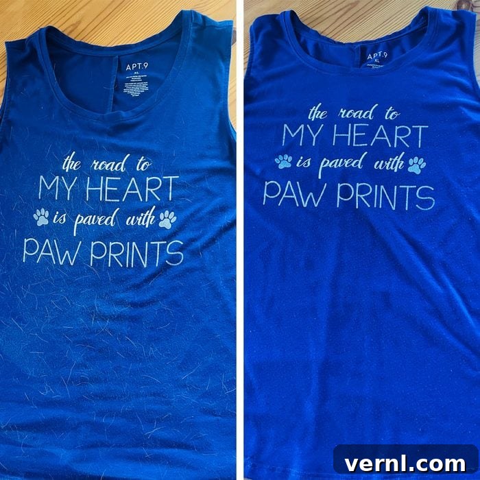 The End Of Laundry Pet Hair FurZapper Review 5 Tshirt with Cat Fur and other one without fur