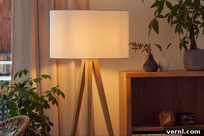 Mastering Bedroom Lighting Choices 3 View of tripod lamp in a cozy living room spending warm light