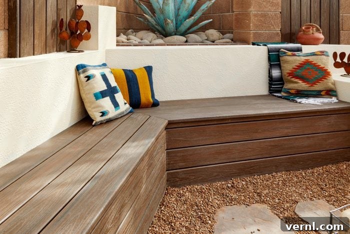 Transform Your Backyard with 6 DIY Living Room Projects 4 New Mexico Backyard Built-In Composite Benches