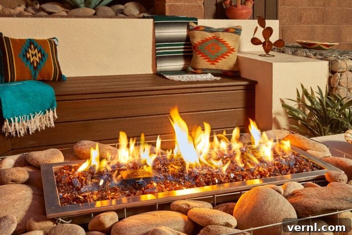 Transform Your Backyard with 6 DIY Living Room Projects 6 New Mexico Backyard Gabion Basket Propane Fire Pit