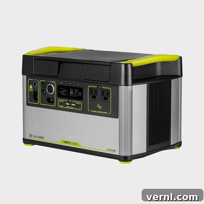 Goal Zero Yeti 1500x Portable Power Station with various input and output ports.