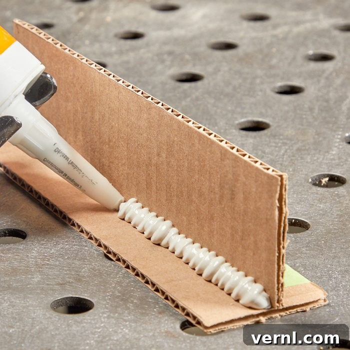 Unlock Expert MIG Welding: Insider Tips from a Master 4 Welder demonstrates practicing welding movements with a caulking gun on cardboard.