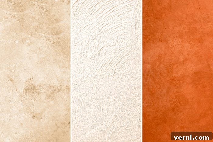 three versions of textured walls
