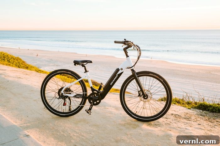 e-bike on the beach during sunset
