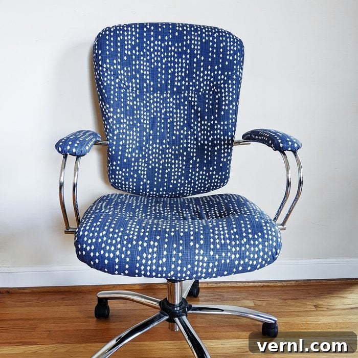 Breathe New Life Into Your Desk Chair 3 blue office chair after being reupholstered