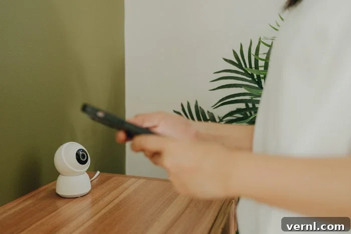 anonymous person connecting to smart home security camera on their smartphone