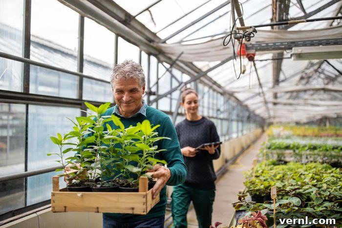 Male customer purchasing plants from garden center
