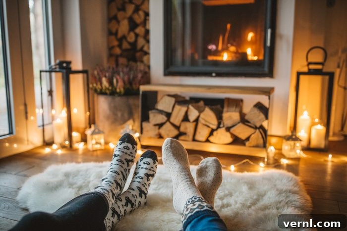 The Ultimate Cozy Retreat: Joanna Gaines' Garden Cottage 2 Winter day by fireplace