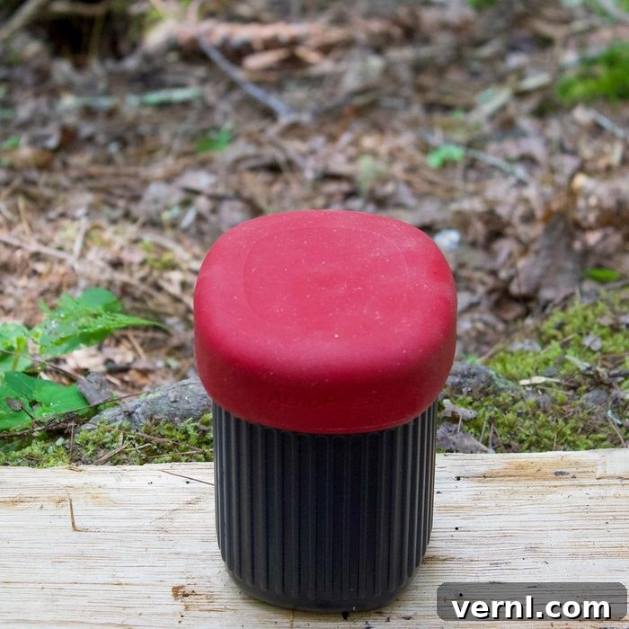Aeropress Coffee cup outside while camping