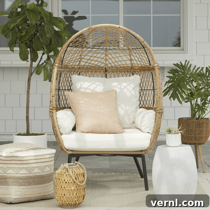 Better Homes & Gardens Wicker Egg Chair for ultimate outdoor and indoor comfort