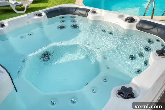 Jacuzzi vs. Hot Tub: Is There a Difference? 2 Luxury bathtub, for therapeutic massage and relaxation outside on the grass. Under the blue sky.