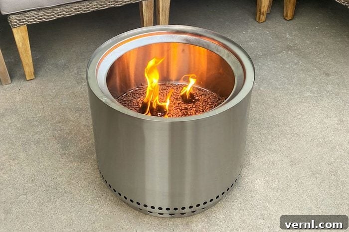 Solo Stove Bonfire 2.0 placed outdoors on a patio