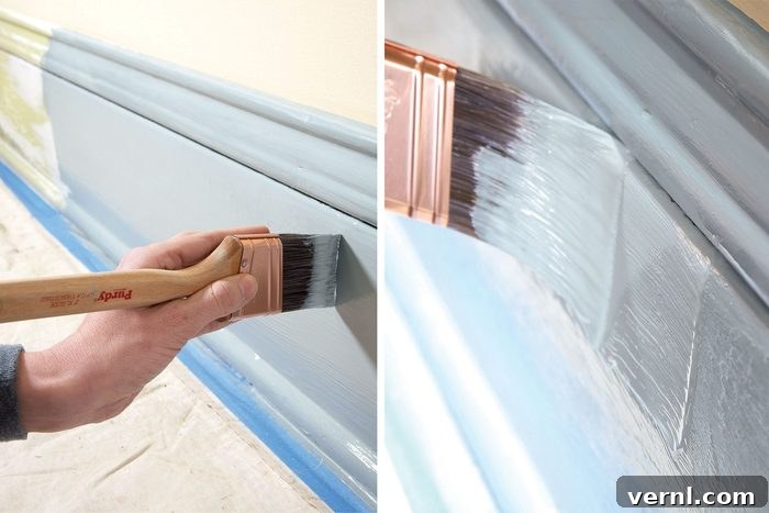 11 Professional Secrets for Perfect Trim Painting 7 Painting a wall at home with a brush