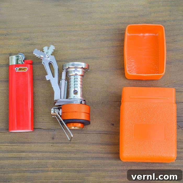Camping Stove on Wooden Surface