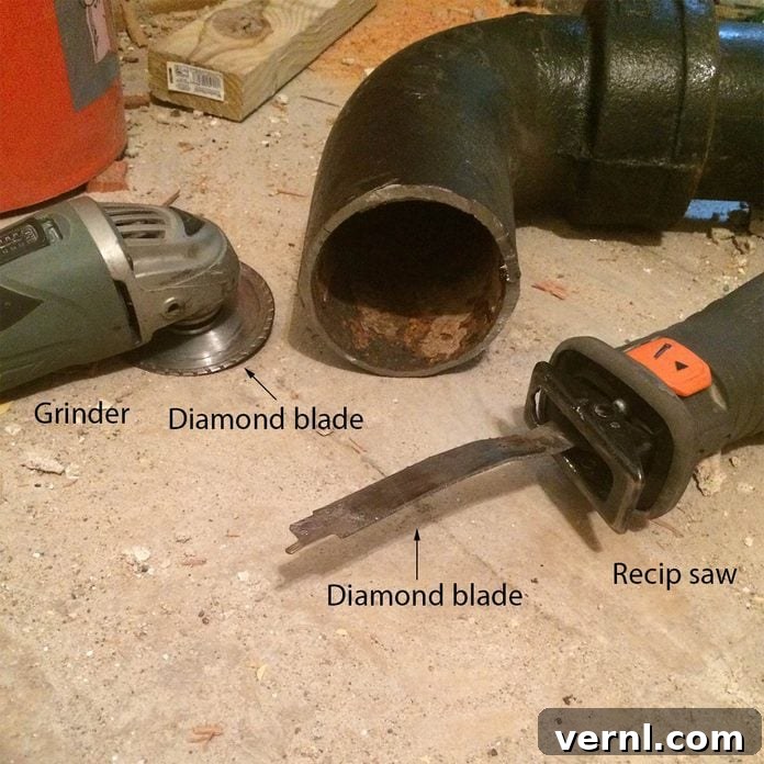 Cutting Cast Iron Pipe Like a Pro 3 cutting cast iron pipe recip saw and grinder