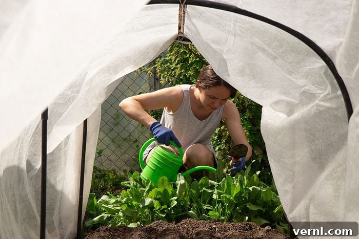 Effortless Garden Hack for Permanent Pest Control 2 Young Woman Waters Plants In Greenhouses During Sunny Day In Spring