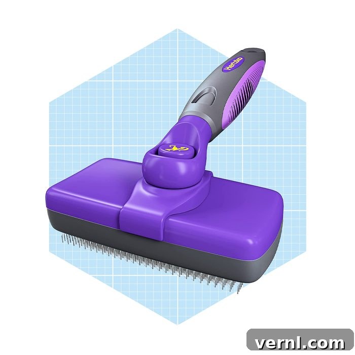 Hertzko Self-Cleaning Slicker Brush: 2024's Top Pick for Cat Shedding and Grooming 7 Hertzko Self Cleaning Dog & Cat Slicker Brush packaging, highlighting its features