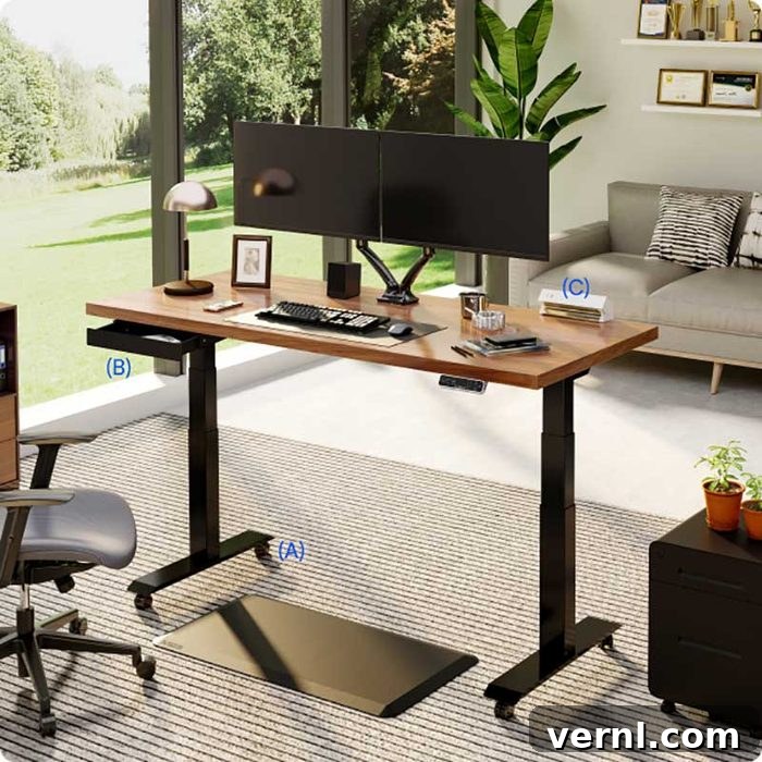 FlexiSpot E7 Pro Standing Desk in a minimalist office setting, showcasing its clean design