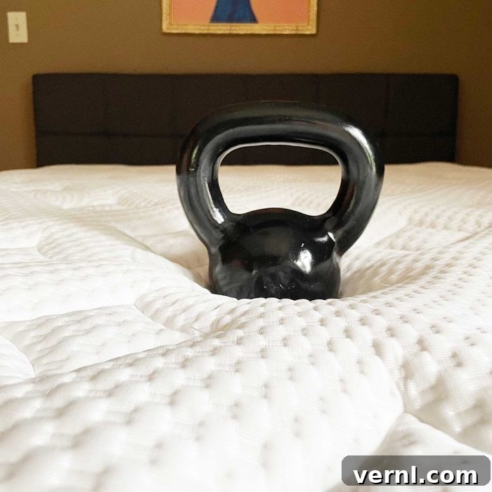 Helix Midnight Elite Mattress: The Breakthrough for Deep Restful Sleep 5 Kettlebell on mattress