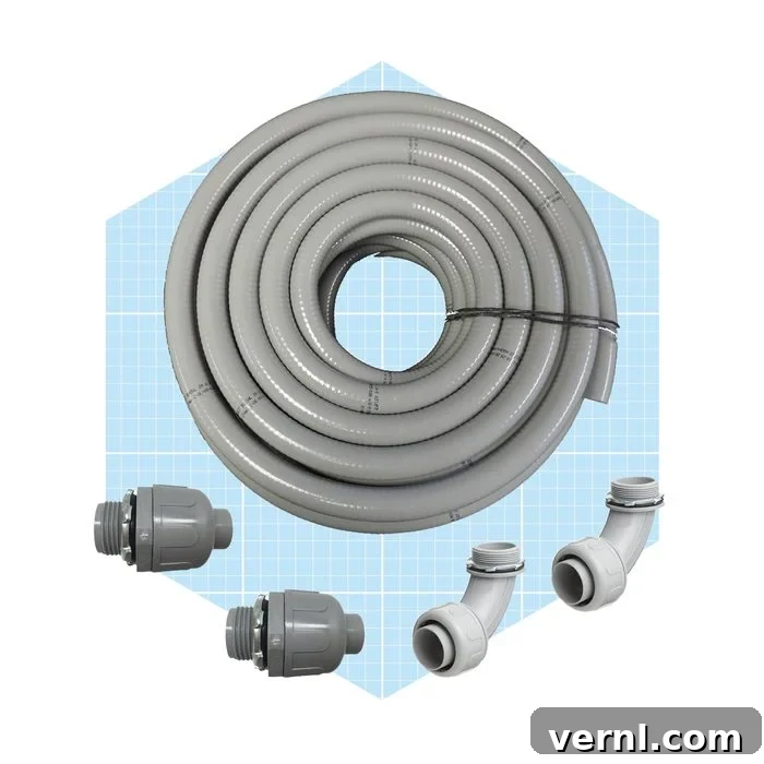 Demystifying Electrical Conduit Wiring 6 Liquidtight Flexible Nonmetallic Conduit (LFNC) for flexible, moisture-resistant wiring
