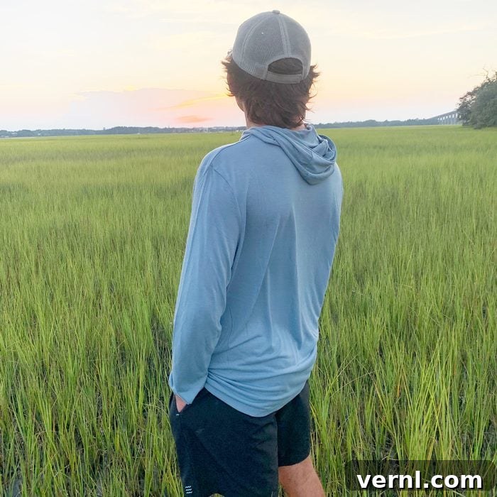 Man wearing a Bamboo Lightweight Hoodie Free Fly