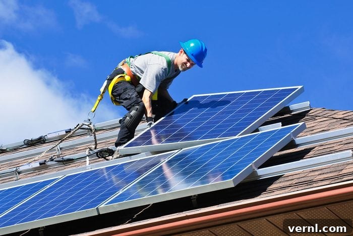 Solar Shingles: The Next Generation of Home Energy 3 Man installing alternative energy photovoltaic solar panels on roof