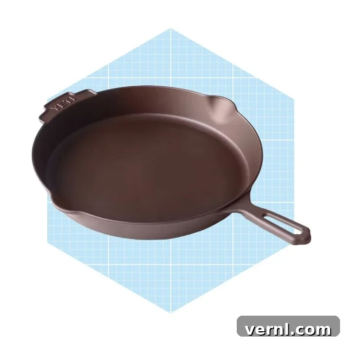 Yeti's Coveted $400 Skillet, Sold Out in Hours, Is Back 3 Premium Iron Skillet on a Cutting Board