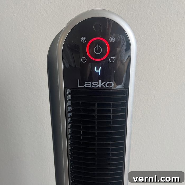 Lasko Tower Fan: The Smart Home Upgrade We Tested 2 Lasko Smart Fan Tower screen close up