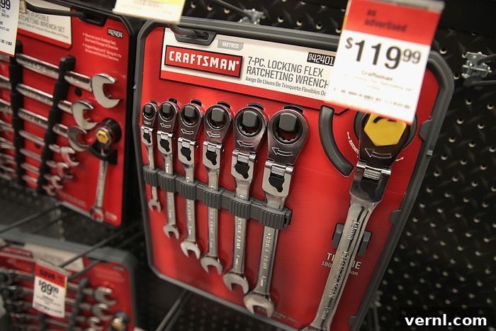 Craftsman Wrench set and other tools are offered for sale at a Sears store