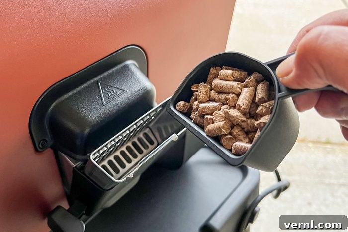 Is the Ninja Woodfire 8-in-1 Outdoor Oven a Game Changer? Our Test Results 7 Pouring Smoke Wood Pellets into Ninja Woodfire Outdoor Oven