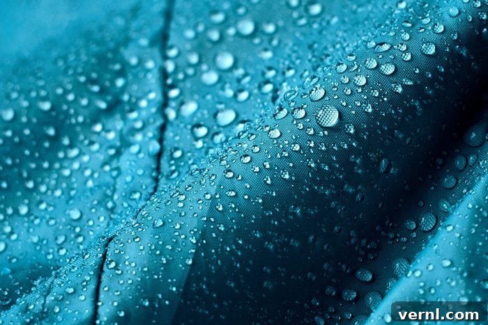 PFOA, PFAS, PFOS: Unraveling the Critical Distinctions 2 Water drops on the fabric, symbolizing water resistance conferred by chemicals.