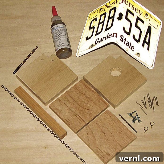 license plate birdhouse materials