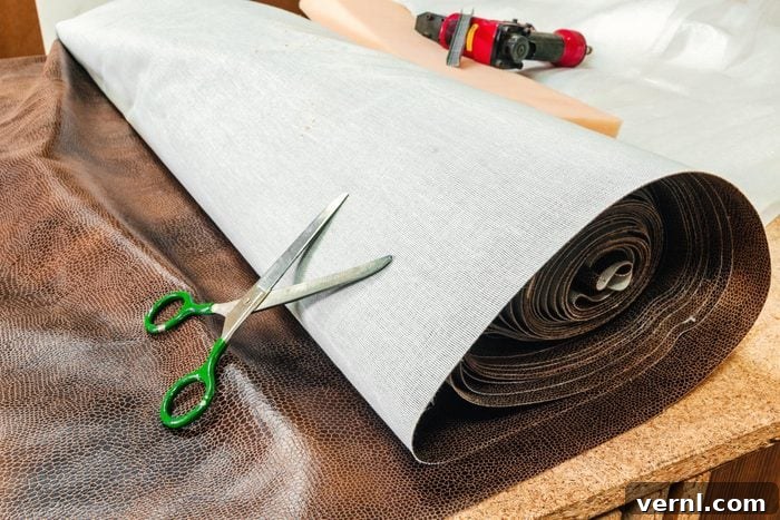 Easy Furniture Reupholstery for Beginners 4 Upholster Bar Stool Leather And Scissors