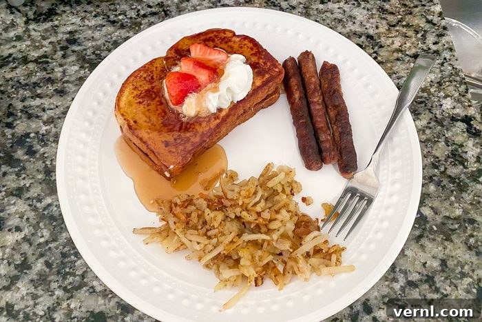 Breakfast made on Loco Smarttemp Griddle served in a white plate with fork