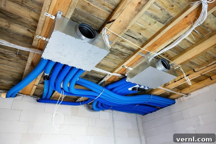 heat recovery ventilation system installation in new house. 
