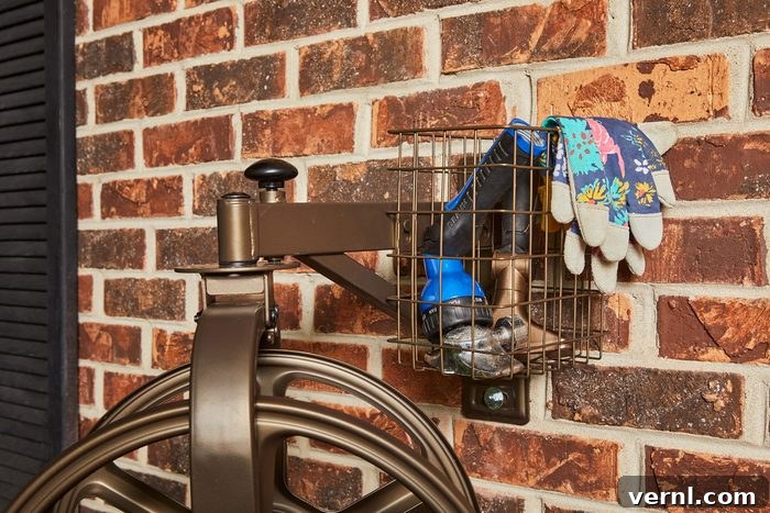 Experienced Gardener Praises Liberty Garden Hose Reel 2 Liberty Garden Hose Reel Basket filled with Tools