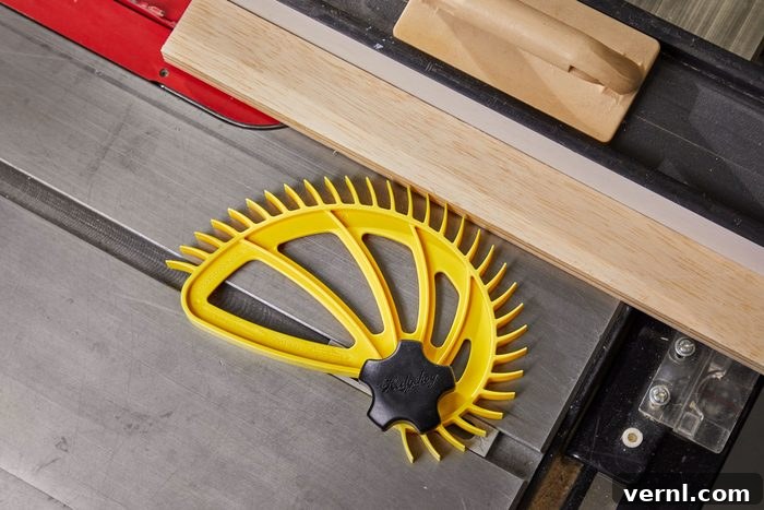 Hedgehog Featherboard: Unlocking Precision Table Saw Cuts 3 Hedgehog Featherboard in action for straight cuts